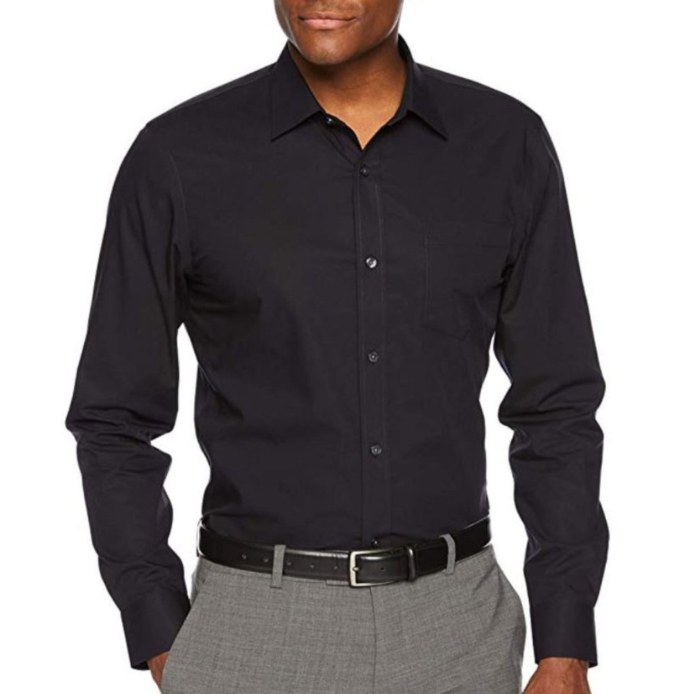 Essentials Men's Slim-Fit Long Sleeve Dress Shirt